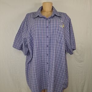 Vintage Looney Tunse Warner Bros. Purple Plaid Short-Sleeve Button-Down Shirt